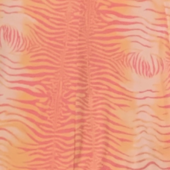 Y2K GUESS Animal Print Split Neck Mini Dress Sunset Orange Pink S Cocktail Party - Picture 12 of 16